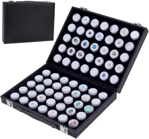 BENECREAT 70 Pcs Jewelry Display Case Box with Snap Fasteners, 9.45x11.81 Inch Leather Gemstone Storage Organizer for Loose Diamonds Crystals & Collectibles in Saudi Arabia