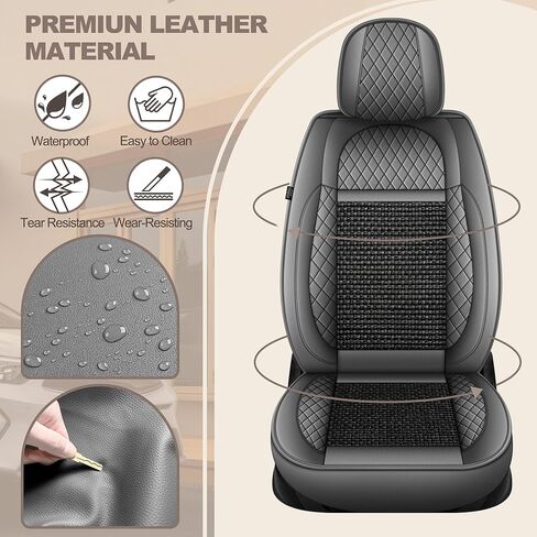 TTX LIGHTING for Subaru Crosstrek 2016-2026 Car Seat Covers, Breathable Ice Silk & Leather Seat Protector, Cool & Anti-Sweat for Long Driving, Airbag Compatible, 2 Front Seats (Black&Gray) in Kuwait