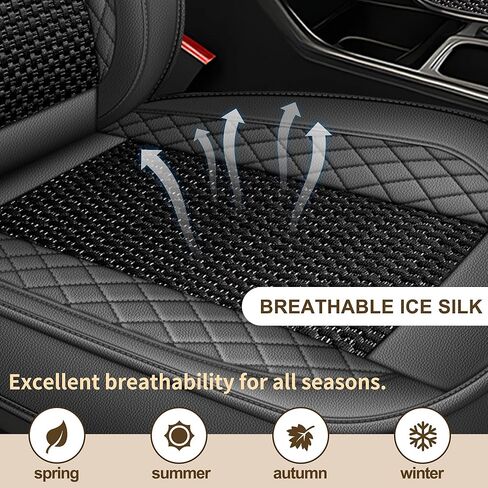 TTX LIGHTING for Subaru Crosstrek 2016-2026 Car Seat Covers, Breathable Ice Silk & Leather Seat Protector, Cool & Anti-Sweat for Long Driving, Airbag Compatible, 2 Front Seats (Black&Gray) in Kuwait