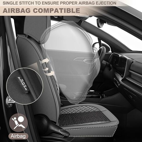 TTX LIGHTING for Subaru Crosstrek 2016-2026 Car Seat Covers, Breathable Ice Silk & Leather Seat Protector, Cool & Anti-Sweat for Long Driving, Airbag Compatible, 2 Front Seats (Black&Gray) in Kuwait