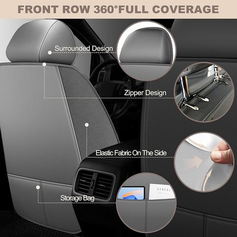 TTX LIGHTING for Subaru Crosstrek 2016-2026 Car Seat Covers, Breathable Ice Silk & Leather Seat Protector, Cool & Anti-Sweat for Long Driving, Airbag Compatible, 2 Front Seats (Black&Gray) in Kuwait