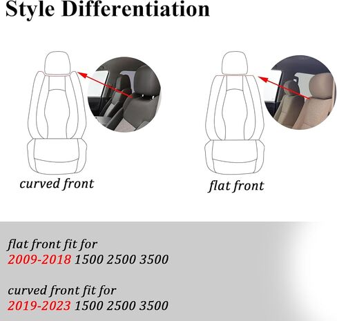 Coverado Curved Front Seat Covers Dodge RAM 1500, Waterproof Leatherette Blue Seat Covers Full Coverage for Car Compatible with 2009-2018 Dodge Ram 1500, 2010-2024 Ram 2500 3500 Dodge RAM in Kuwait