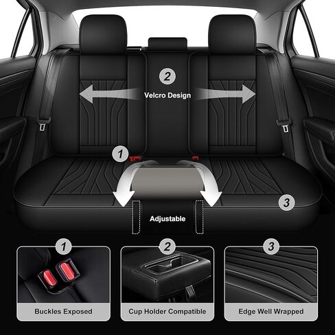 AOMSAZTO Car Seat Covers Full Set Fit for Nissan Rogue 2009-2026 Waterproof Faux Leather Automotive Seat Covers Protector(5 Seats,Black) in Saudi Arabia