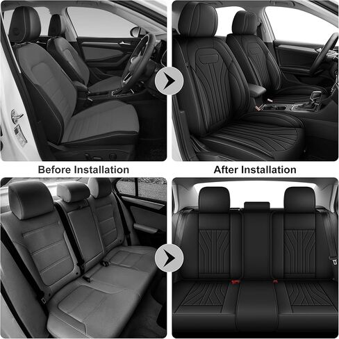 AOMSAZTO Car Seat Covers Full Set Fit for Nissan Rogue 2009-2026 Waterproof Faux Leather Automotive Seat Covers Protector(5 Seats,Black) in Saudi Arabia