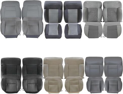 NLQR Custom Driver & Passenger Bottom & Top Replacement Seat Covers Cloth or Leather Black/Tan/Gray Compatible with Ford F150 2004 2005 2006 2007 2008 in Saudi Arabia