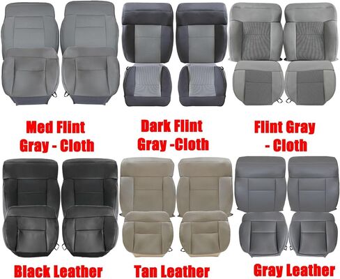 NLQR Custom Driver & Passenger Bottom & Top Replacement Seat Covers Cloth or Leather Black/Tan/Gray Compatible with Ford F150 2004 2005 2006 2007 2008 in Saudi Arabia