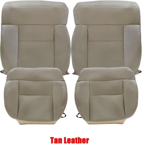 NLQR Custom Driver & Passenger Bottom & Top Replacement Seat Covers Cloth or Leather Black/Tan/Gray Compatible with Ford F150 2004 2005 2006 2007 2008 in Saudi Arabia
