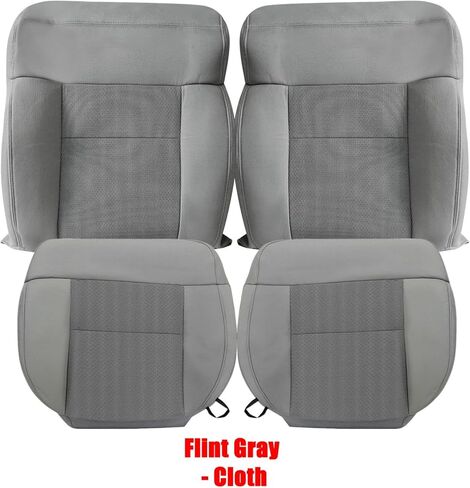 NLQR Custom Driver & Passenger Bottom & Top Replacement Seat Covers Cloth or Leather Black/Tan/Gray Compatible with Ford F150 2004 2005 2006 2007 2008 in Saudi Arabia