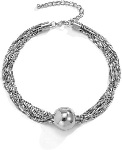 Chunky Choker Necklace Chunky Gold Choker Necklace Geometric Sphere Necklace Gold Thick Statement Necklace for Women in Kuwait