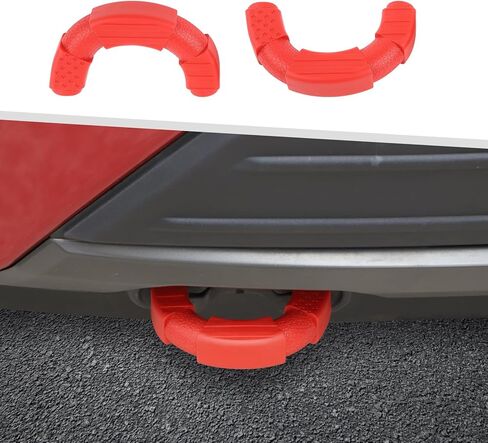 غطاء خطاف السحب من Jimen for F150، قطعتان من غطاء وصلة المقطورة الأمامية مناسب لسيارة Ford F150 2009-2025 (أحمر) in Saudi Arabia