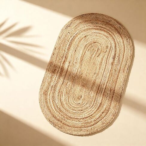 سجادة منطقة منسوجة يدويًا من الجوت من Craft Trade، سجادة داخلية وخارجية مضفرة قابلة للعكس، سجادة بوهو مزخرفة بمزرعة ريفية لغرفة النوم وغرفة الطعام ومناطق المرور العالية - 4 × 6 بوصة، مستطيلة in Kuwait