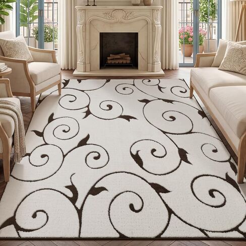 chakme 6×9 Beige Shag Area Rugs for Living Room, Boho Swirl High Medium Pile Rug,Thick Non-Slip Non-Shedding Washable Large Soft Carpet for Bedroom Dining Room Office Nursery in Saudi Arabia