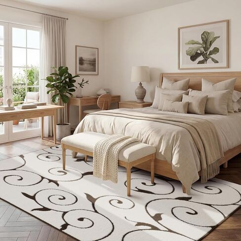 chakme 6×9 Beige Shag Area Rugs for Living Room, Boho Swirl High Medium Pile Rug,Thick Non-Slip Non-Shedding Washable Large Soft Carpet for Bedroom Dining Room Office Nursery in Saudi Arabia