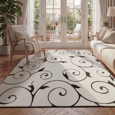 chakme 6×9 Beige Shag Area Rugs for Living Room, Boho Swirl High Medium Pile Rug,Thick Non-Slip Non-Shedding Washable Large Soft Carpet for Bedroom Dining Room Office Nursery in Saudi Arabia