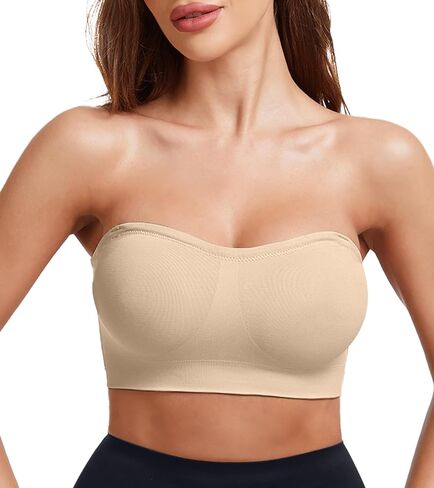 Strapless Bra for Women Seamless Non-Slip Padded Bandeau Bra Wireless Push Up Tube Top Bralette in Kuwait