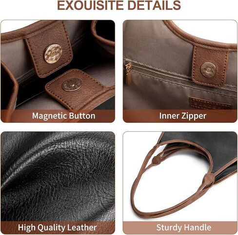 SENDEFN Leather Tote Bag for Women Hobo Bags Work Slouch Shoulder Purse Ladies Top Handle Handbag Satchel Purse with Zipper in Saudi Arabia