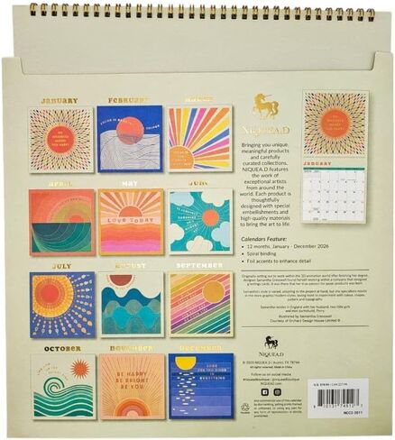 NIQUEA.D، تقويم حائط حلزوني 2026 من Sunshine Affirmations in Kuwait