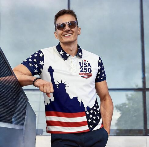 250 Anniversary USA Polo Shirt,Men's Independence Day Golf Shirts Short Sleeve Patriotic Golf Shirts for Men in Saudi Arabia
