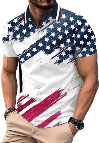 250 Anniversary USA Polo Shirt,Men's Independence Day Golf Shirts Short Sleeve Patriotic Golf Shirts for Men in Saudi Arabia