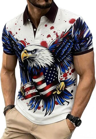 250 Anniversary USA Polo Shirt,Men's Independence Day Golf Shirts Short Sleeve Patriotic Golf Shirts for Men in Saudi Arabia