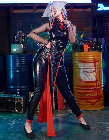 Micotaku Street Fighter 6 Officially Licensed Women's Deluxe A.K.I. Cosplay Costume Snake Grain Leather Full Set in Saudi Arabia