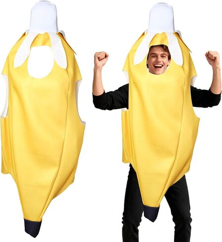 Banana Costume for Adult Fruit Cosplay Costumes Unisex Halloween Dress Up Party Food Outfit in Kuwait