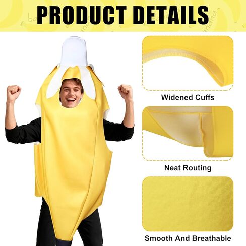 Banana Costume for Adult Fruit Cosplay Costumes Unisex Halloween Dress Up Party Food Outfit in Kuwait