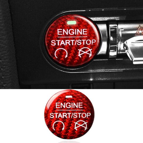 Red Real Carbon Fiber Sticker Car Engine Start Stop Button Decoration Cover for Ford Mustang 2023 2022 2021 2020 2019 2018 2017 2016 2015 in Kuwait