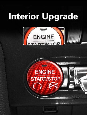Red Real Carbon Fiber Sticker Car Engine Start Stop Button Decoration Cover for Ford Mustang 2023 2022 2021 2020 2019 2018 2017 2016 2015 in Saudi Arabia