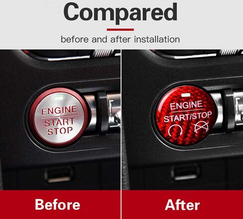 Red Real Carbon Fiber Sticker Car Engine Start Stop Button Decoration Cover for Ford Mustang 2023 2022 2021 2020 2019 2018 2017 2016 2015 in Saudi Arabia