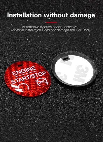 Red Real Carbon Fiber Sticker Car Engine Start Stop Button Decoration Cover for Ford Mustang 2023 2022 2021 2020 2019 2018 2017 2016 2015 in Saudi Arabia