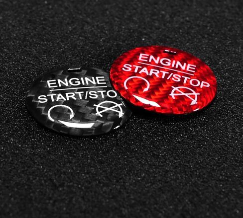 Red Real Carbon Fiber Sticker Car Engine Start Stop Button Decoration Cover for Ford Mustang 2023 2022 2021 2020 2019 2018 2017 2016 2015 in Saudi Arabia