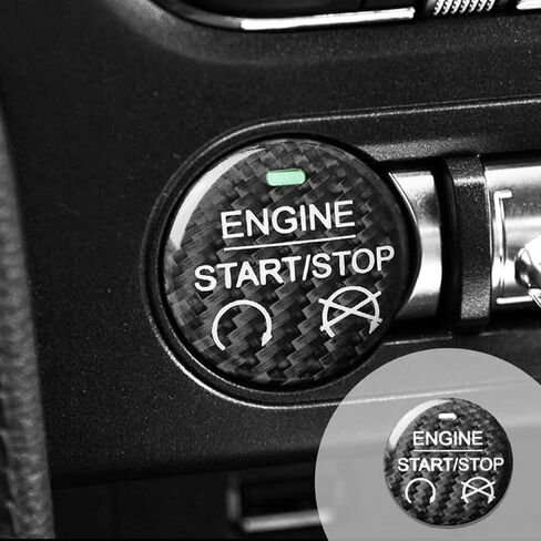 Red Real Carbon Fiber Sticker Car Engine Start Stop Button Decoration Cover for Ford Mustang 2023 2022 2021 2020 2019 2018 2017 2016 2015 in Saudi Arabia