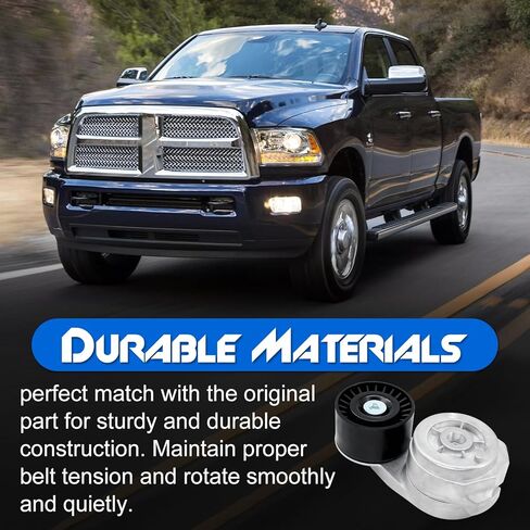 Belt Tensioner Assembly with Pulley, Compatible with 2003-2010 Dodge Ram 2500 3500, 2008-2010 Ram 4500 5500 & Ram 2500 3500 4500 5500 & Sterling Truck Bullet 45 55 & Autocar LLC, Replace# 38285 in Kuwait