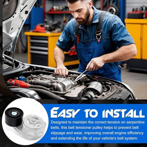 Belt Tensioner Assembly with Pulley, Compatible with 2003-2010 Dodge Ram 2500 3500, 2008-2010 Ram 4500 5500 & Ram 2500 3500 4500 5500 & Sterling Truck Bullet 45 55 & Autocar LLC, Replace# 38285 in Kuwait