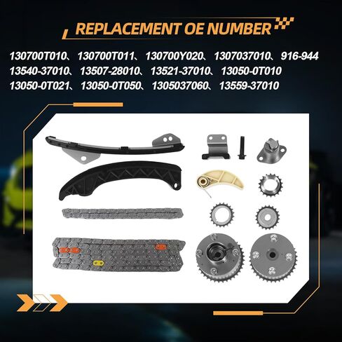 مجموعة سلسلة توقيت المحرك مع أسنان العجلة VVT، مناسبة لـ Corolla Prius Matrix 1.8L 2009-2015، مجموعة قطع غيار سلسلة توقيت السيارات مع ضرس عمود الحدبات المدخول والعادم 13050-0T010 in Saudi Arabia