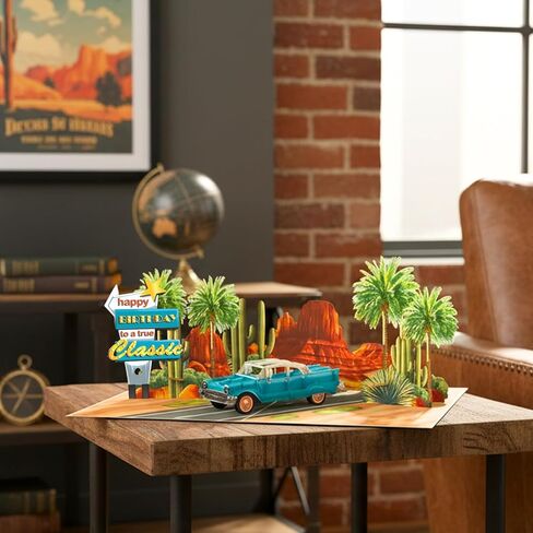 HEARTAGS- Pop Up Birthday Card for Men, Classic Car Birthday Pop Up Card For Dad, Husband, Brother, Son, Grandpa, 3D Popup Greeting Cards Size 6x8 inches Includes Message Note and Envelope in Kuwait