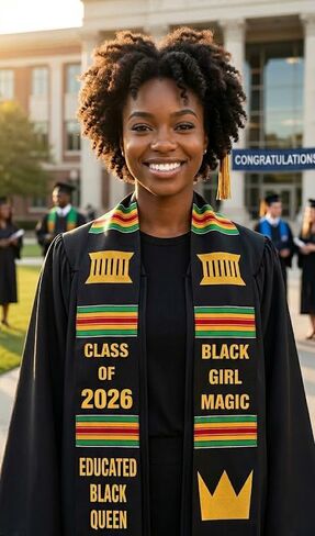 Graduation Stole Class of 2026 Satin Graduation Sash, Educated Graduation Ceremony Accessory, High School & College Graduates in Saudi Arabia