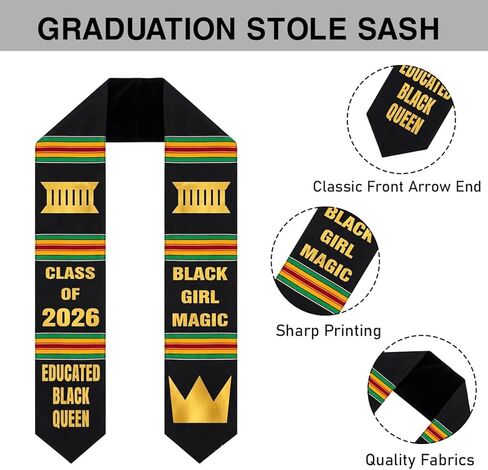 Graduation Stole Class of 2026 Satin Graduation Sash, Educated Graduation Ceremony Accessory, High School & College Graduates in Saudi Arabia