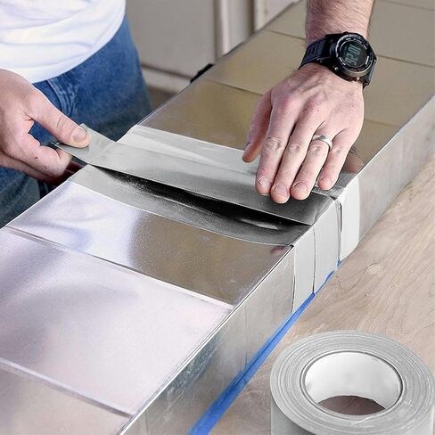 شريط رقائق الألومنيوم DGSL، 3 بوصة × 167 قدم (3.9 مل) شريط HVAC معدني فضي بدرجة حرارة عالية للخدمة الشاقة لمجاري الهواء، والختم، والترقيع، والتكييف in Kuwait