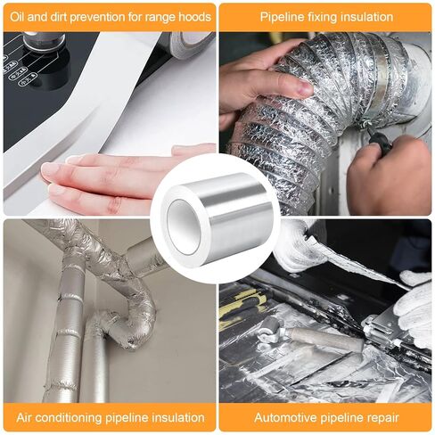 شريط رقائق الألومنيوم DGSL، 3 بوصة × 167 قدم (3.9 مل) شريط HVAC معدني فضي بدرجة حرارة عالية للخدمة الشاقة لمجاري الهواء، والختم، والترقيع، والتكييف in Kuwait