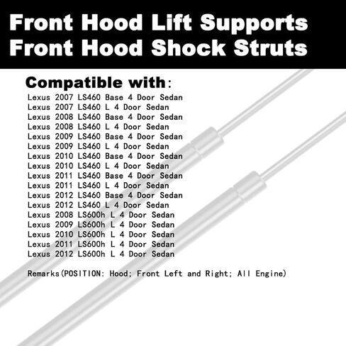 Front Hood Lift Supports Shock Struts Compatible with LS460 2007 2008 2009 2010 2011 2012 07 08 09 10 11 12 LS600h 2008 2009 2010 2011 2012 08 09 10 11 12 Sedan Replace 5345050072(2-PC Set) in Kuwait
