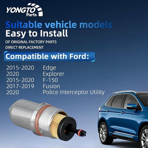 FT4Z-6A832-C Upgraded Aluminium Oil Filter Housing Cover Cap Compatible with Ford F-150 Edge Explorer 2015-2020, Lincoln Aviator Continental MKX MKZ Nautilus Replace OE FT4Z-6731-A in Kuwait