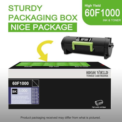 601 (60F1000) Black Toner Cartridge, Compatible 1 Pack 60F1000 Replacement for Lexmark MX310dn MX611de MX511de MX410de MX611dhe MX610de MX511dhe MX510de MX511dte MX611dte Printer in Kuwait