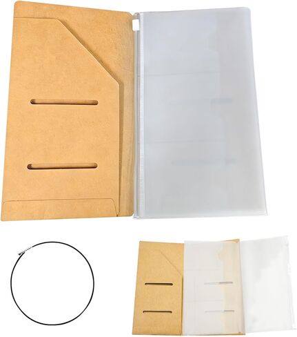 Travelers Notebook Accessories, Journal Accessories for Travelers Notebook A5, Pocket Journal, and A5 Planner Inserts - Kraft File Folder and PVC Zipper Pouch in Saudi Arabia
