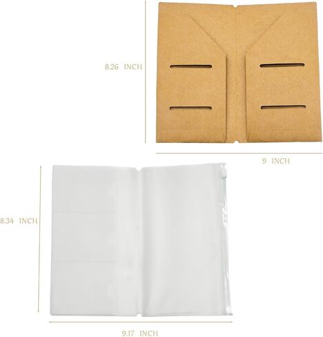 Travelers Notebook Accessories, Journal Accessories for Travelers Notebook A5, Pocket Journal, and A5 Planner Inserts - Kraft File Folder and PVC Zipper Pouch in Saudi Arabia
