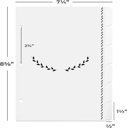 Jot & Mark Blank Recipe Binder Dividers with Tabs - Six Customizable Organizer Dividers for 8.5"x9.5" 3-Ring Binders (Black & White) - Recipe Book in Kuwait