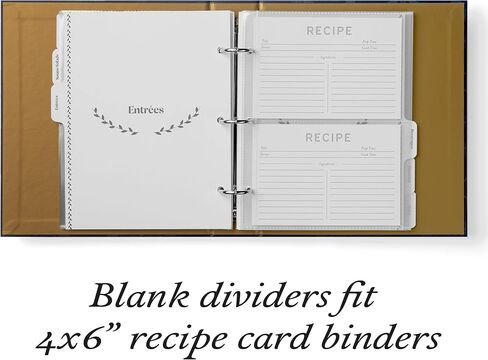 Jot & Mark Blank Recipe Binder Dividers with Tabs - Six Customizable Organizer Dividers for 8.5"x9.5" 3-Ring Binders (Black & White) - Recipe Book in Kuwait