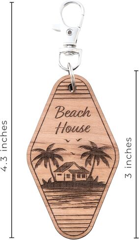 ميدالية مفاتيح بيت العطلة - قطعتين - ميدالية مفاتيح خشبية محفورة بالليزر - هدية منزل صغير (بيت الشاطئ) in Kuwait