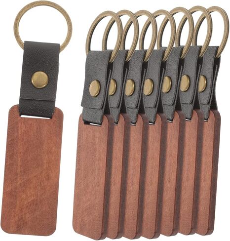 Diy Wood Keychain 8pcs Keyring for Dad Blank Engraving Keychains Rustic Home Decor in Saudi Arabia